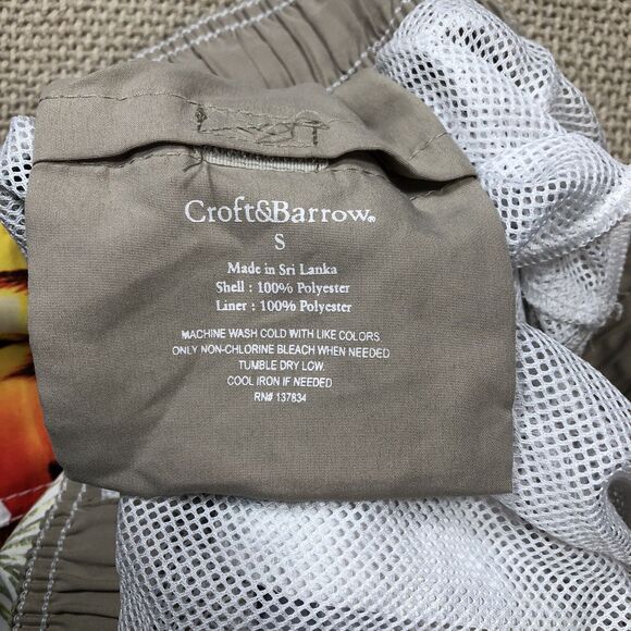 Croft And Barrow Shorts Men Small White Swim Trunks Hawaiian Multi Colored - Picture 5 of 8